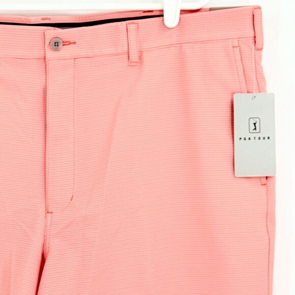 PGA Tour Men's Active Gripper Waistband UPF 50 Stretch Coral Shorts Size 40 NWT - Picture 3 of 11